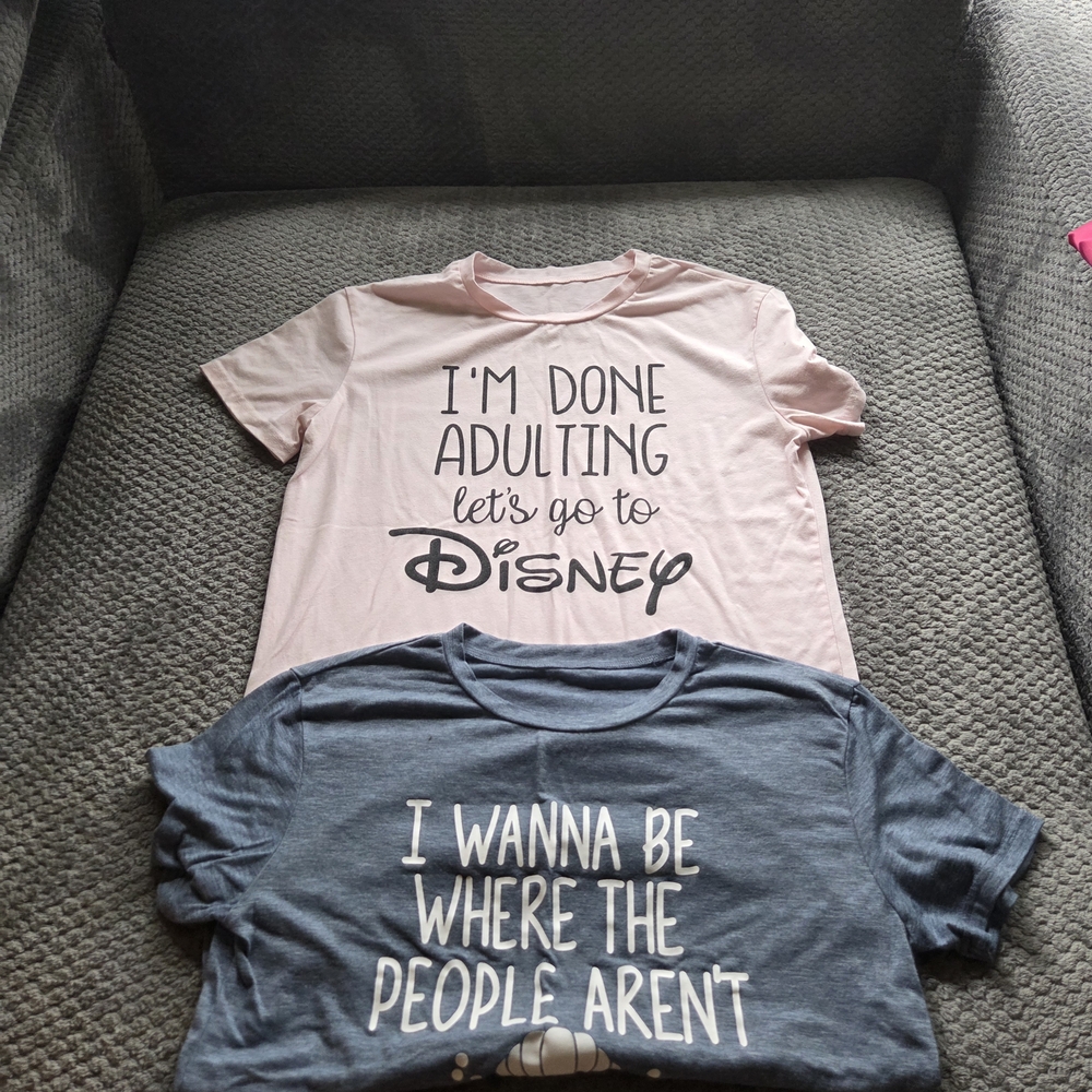 Graphic Tees with Fun Quotes - Pink and Blue Disney Theme Cozy Soft Fun Travel